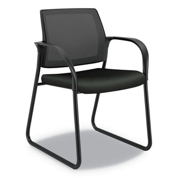 HON® Ignition Series Mesh Back Guest Chair With Sled Base, 25" X 22" X 34", Black Vinyl Seat, Black Mesh Back, Platinum Base freeshipping - TVN Wholesale